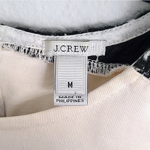 J. Crew Women's Blouse Cream Medium Black Tweed Sleeves Coquette Minimalism - Picture 4 of 7